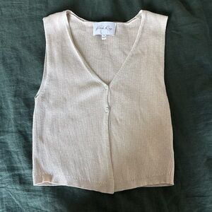 Pink Rose Light Beige Ribbed Top